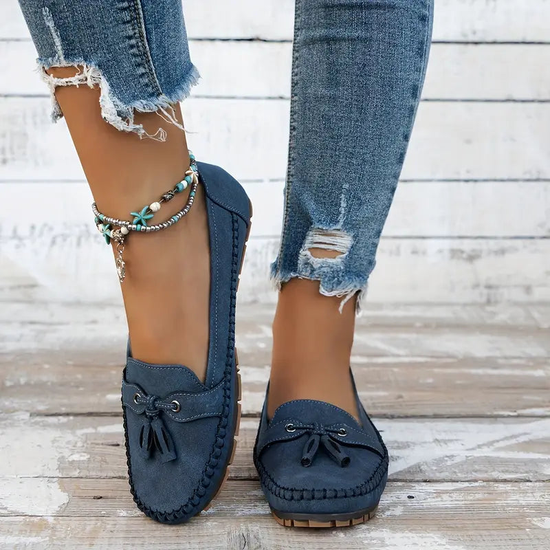 Mocassins Femme Souples à Nœud Décoratif et Semelle Flexible pour Usage Quotidien