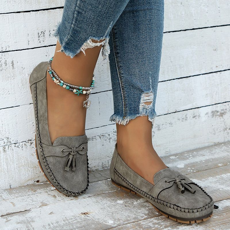 Mocassins Femme Souples à Nœud Décoratif et Semelle Flexible pour Usage Quotidien