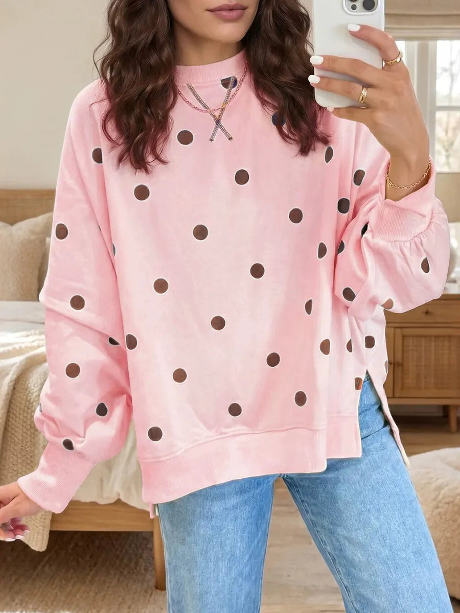 Sweat femme à pois coupe ample et col rond