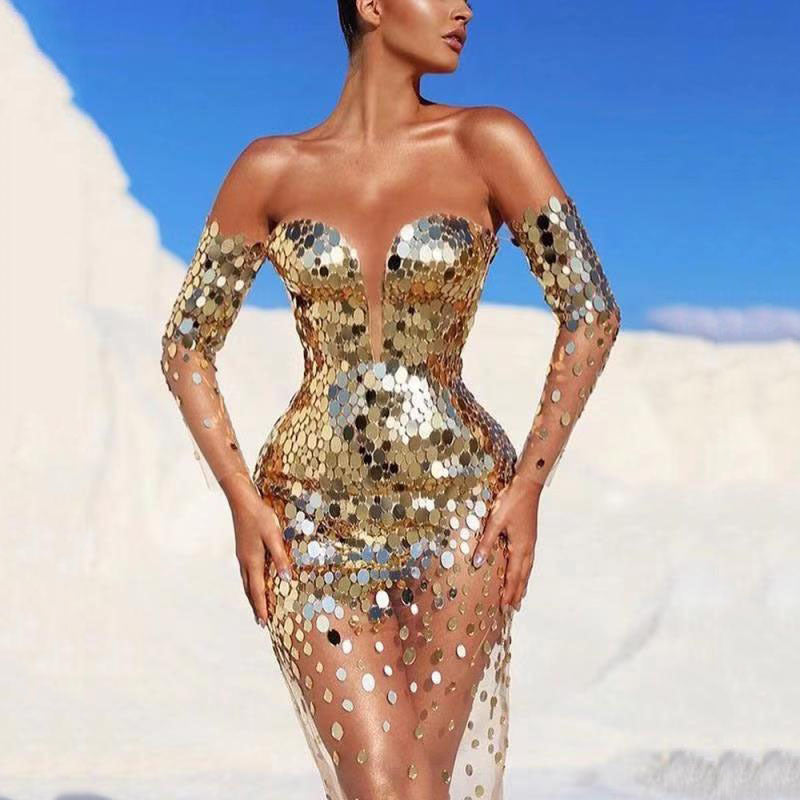Robe de Soirée Femme Scintillante Élégance Glamour