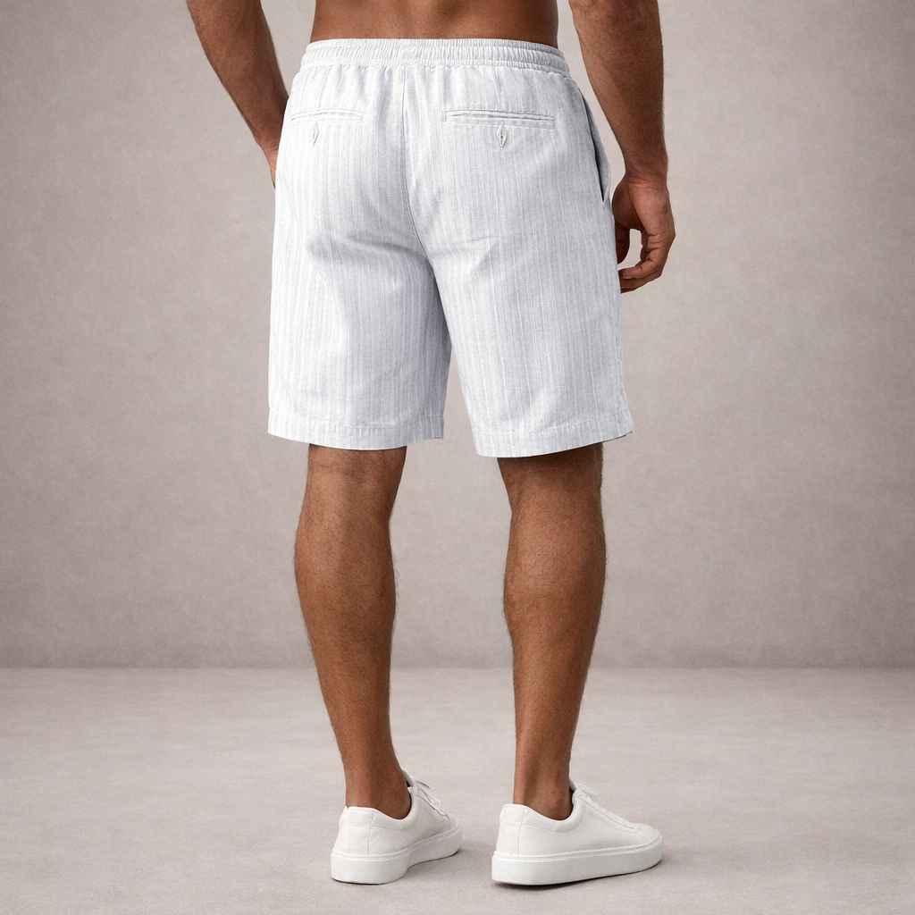 Short homme d’été en lin mélangé avec taille à cordon