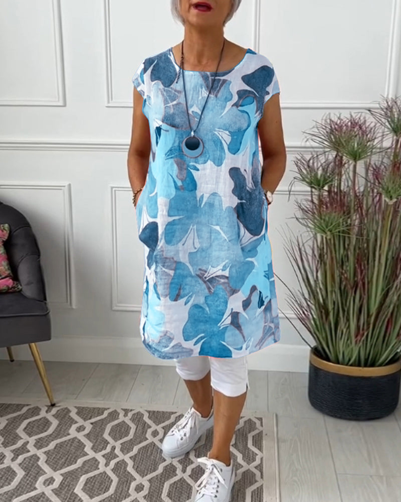 Robe Femme Fluide Imprimée Verte Style Estival Décontracté