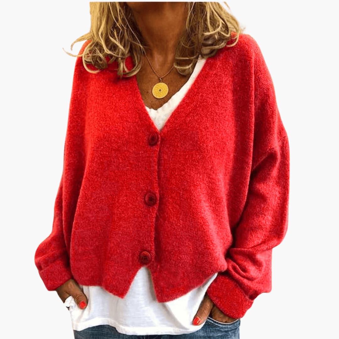 Cardigan femme en maille douce à boutons