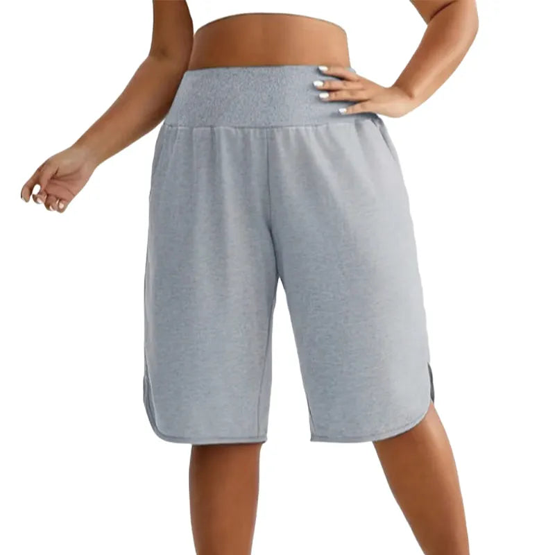 Short femme taille haute ample longueur genou