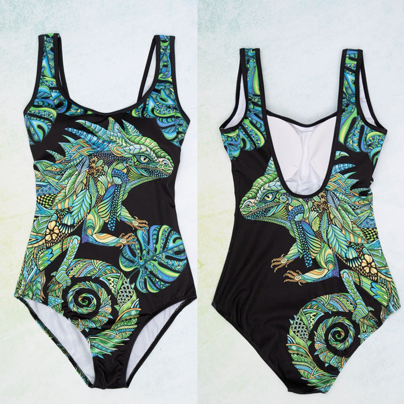Maillot de Bain Femme Une Pièce Effet Sculptant Imprimé 3D Moderne Élégant