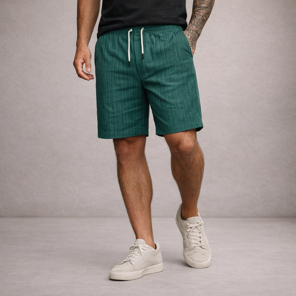 Short homme d’été en lin mélangé avec taille à cordon