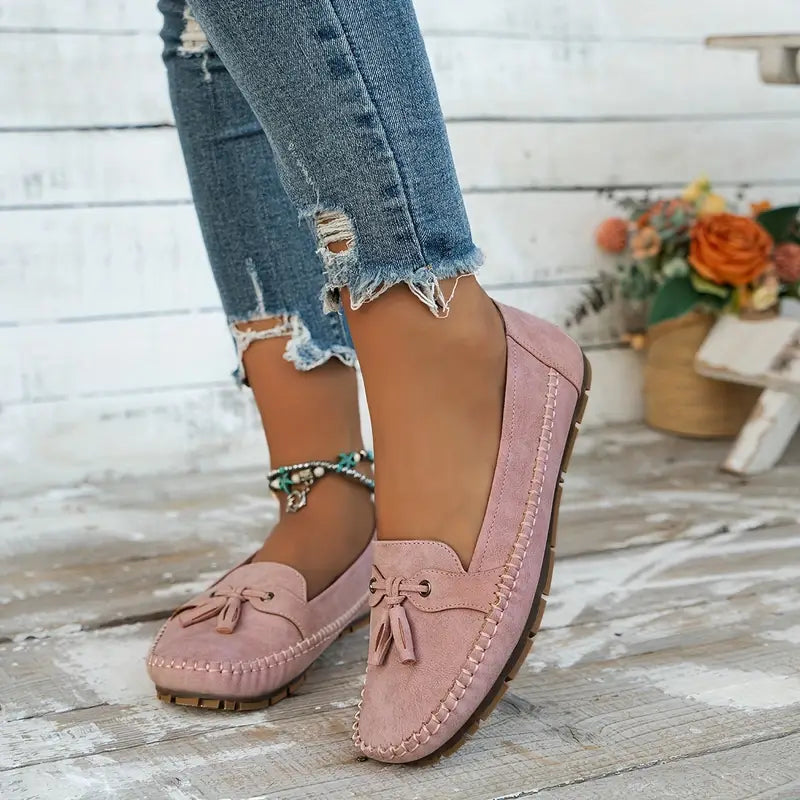 Mocassins Femme Souples à Nœud Décoratif et Semelle Flexible pour Usage Quotidien
