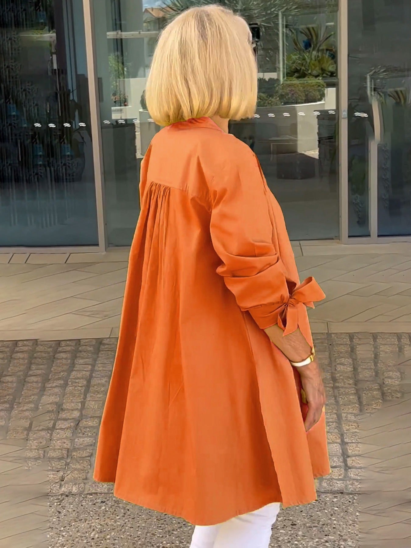 Veste Chemise Longue Femme en Coton Boutonnée Élégante