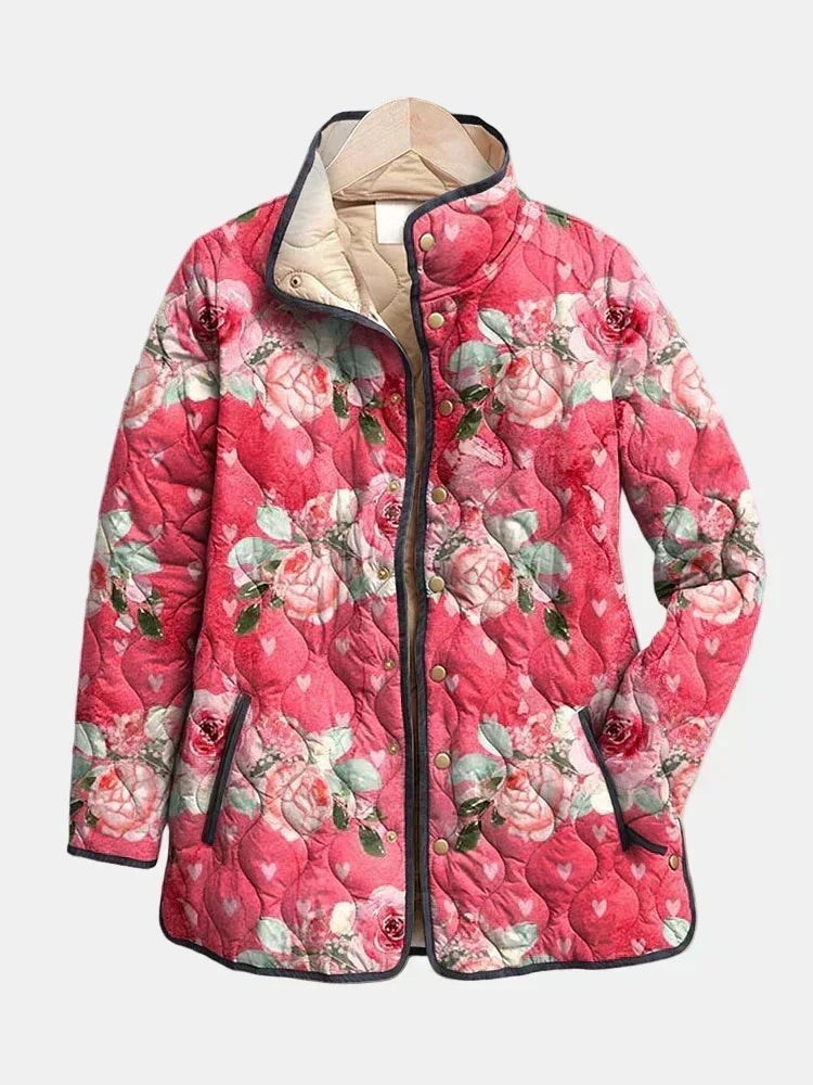 Veste femme matelassée à imprimé floral mi-saison