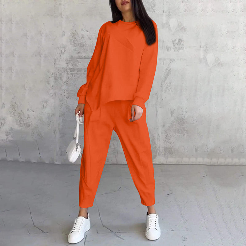Ensemble femme sweat asymétrique avec pantalon assorti