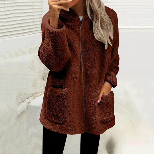 Veste polaire femme zippée à col montant et poches