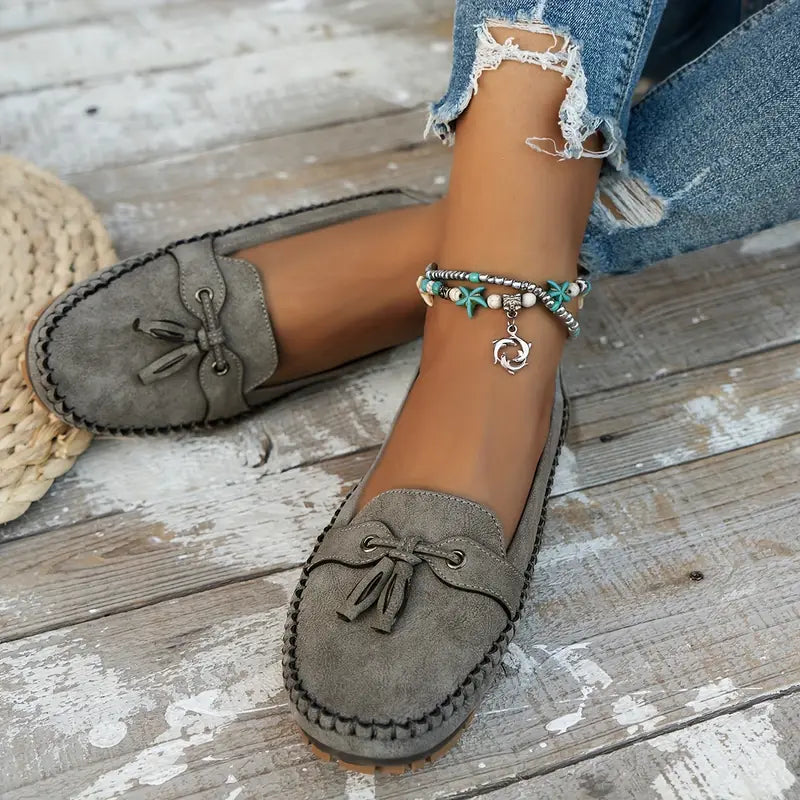 Mocassins Femme Souples à Nœud Décoratif et Semelle Flexible pour Usage Quotidien