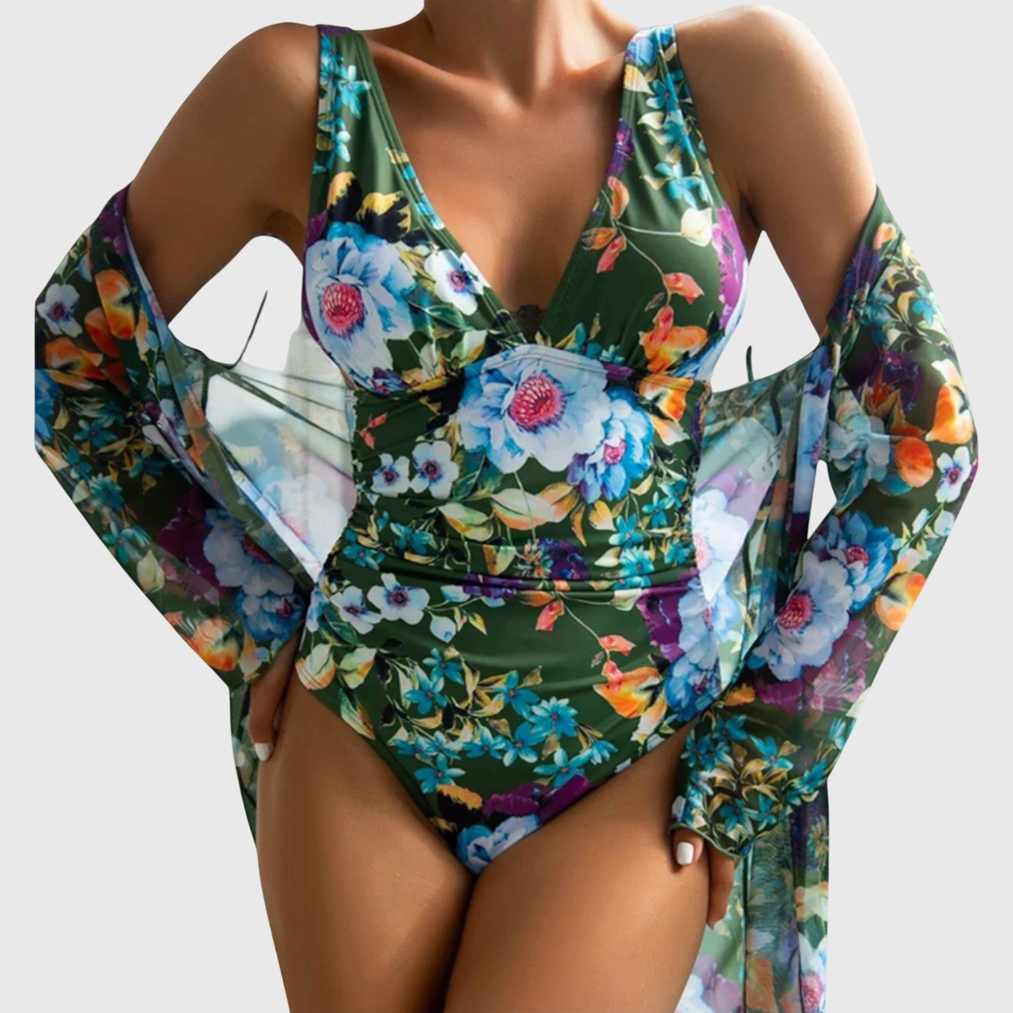 Ensemble Maillot de Bain Femme Floral Élégant 3 Pièces Été Plage