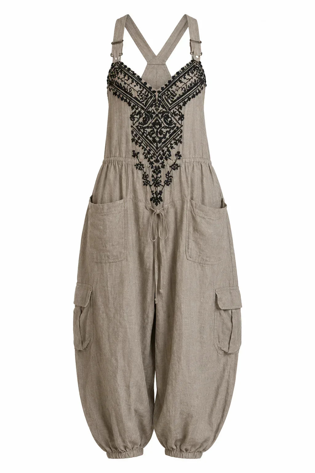 Combinaison femme bohème brodée avec poches pratiques