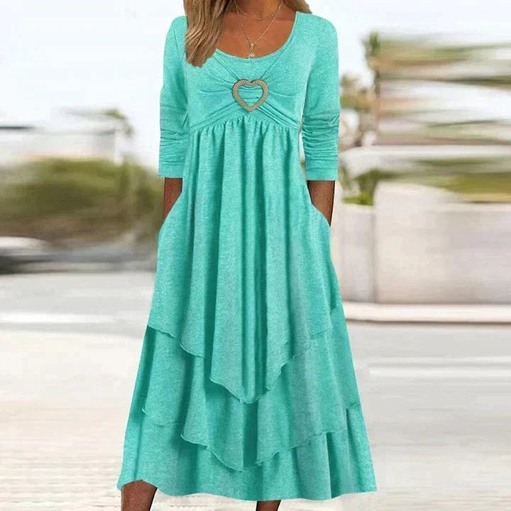 Robe midi femme superposée avec détail cœur