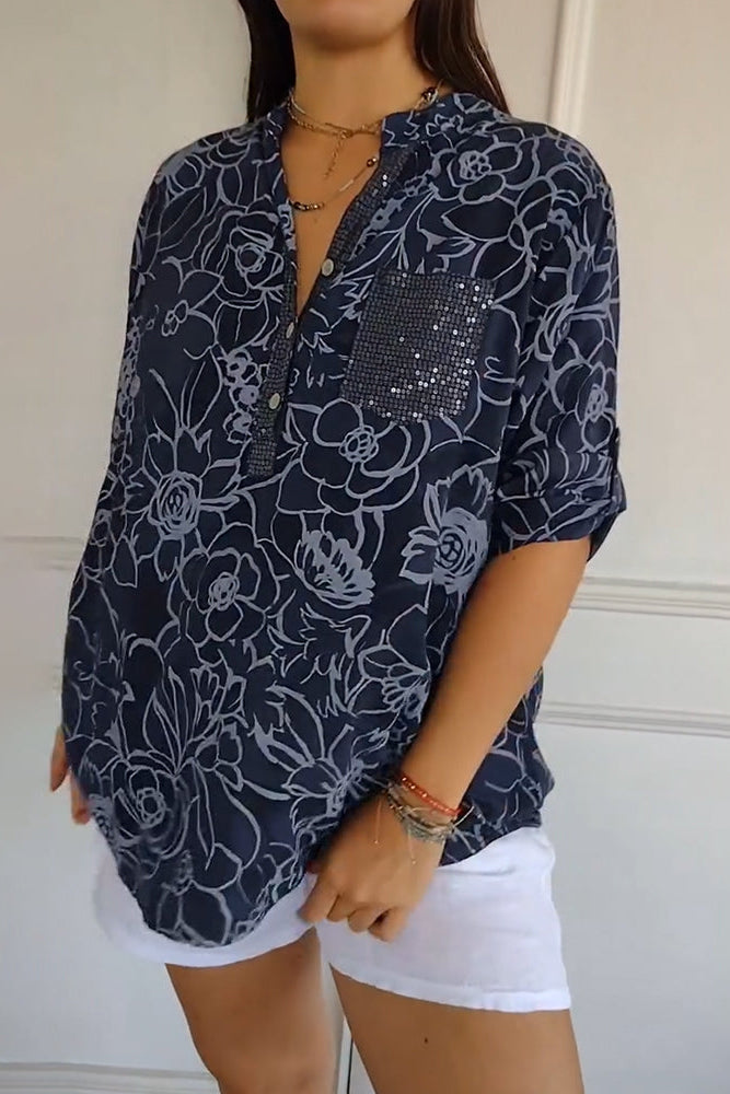 Chemisier femme en dentelle florale à manches courtes