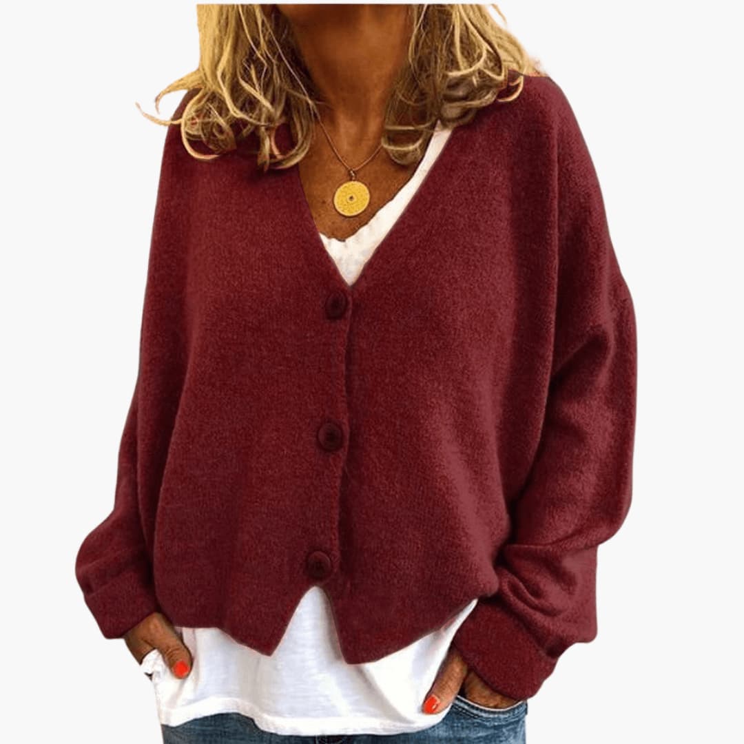 Cardigan femme en maille douce à boutons