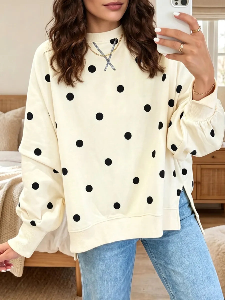 Sweat femme à pois coupe ample et col rond