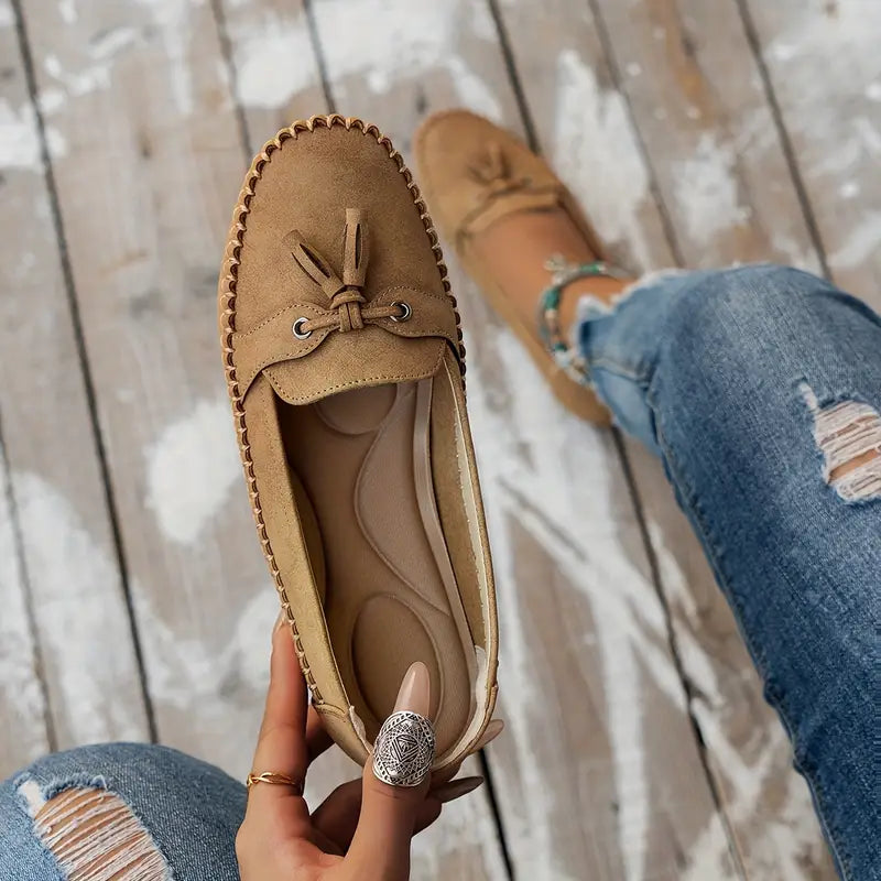 Mocassins Femme Souples à Nœud Décoratif et Semelle Flexible pour Usage Quotidien