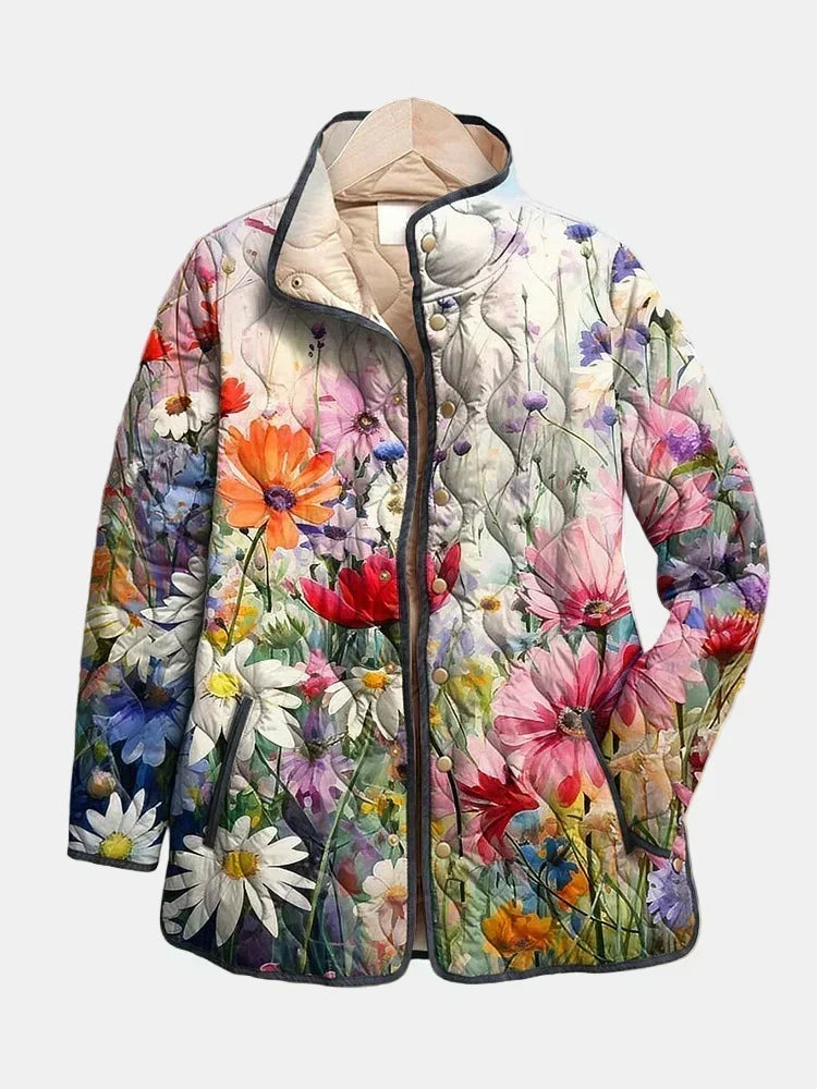 Veste femme matelassée à imprimé floral mi-saison