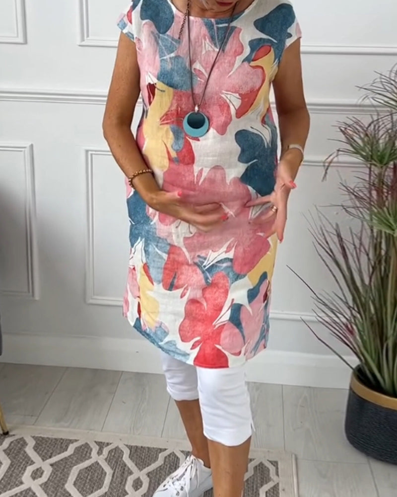 Robe Femme Fluide Imprimée Verte Style Estival Décontracté