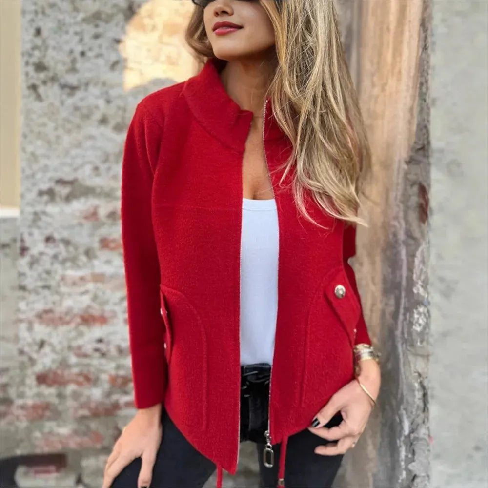 Veste femme zippée avec col haut structuré
