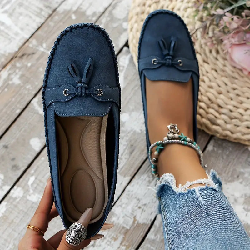 Mocassins Femme Souples à Nœud Décoratif et Semelle Flexible pour Usage Quotidien