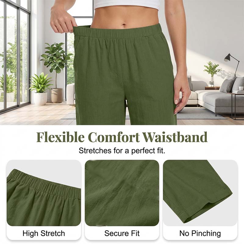 Ensemble femme en lin respirant avec haut à col V et short assorti