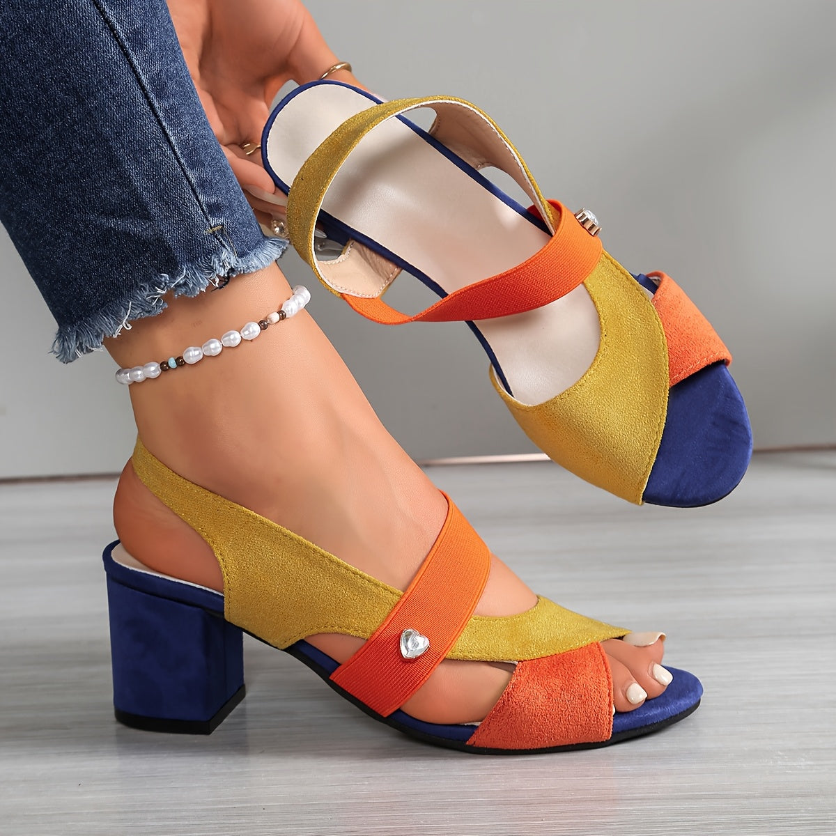 Sandales Femme Orthopédiques à Talon Bloc et Brides Croisées