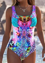 Maillot de Bain Femme Une Pièce Effet Sculptant Imprimé 3D Moderne Élégant