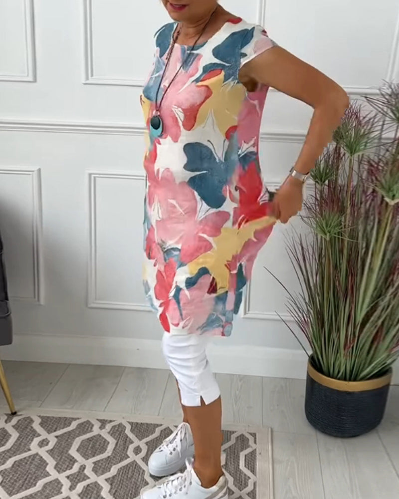 Robe Femme Fluide Imprimée Verte Style Estival Décontracté