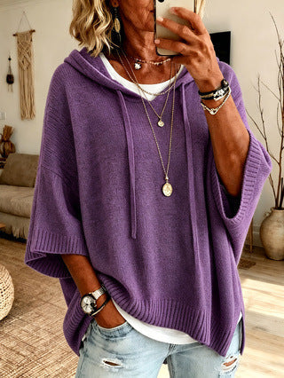 Pull à capuche oversize en maille douce pour femme