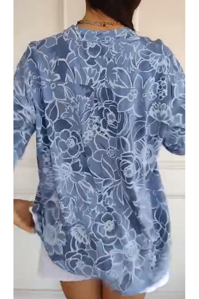 Chemisier femme en dentelle florale à manches courtes