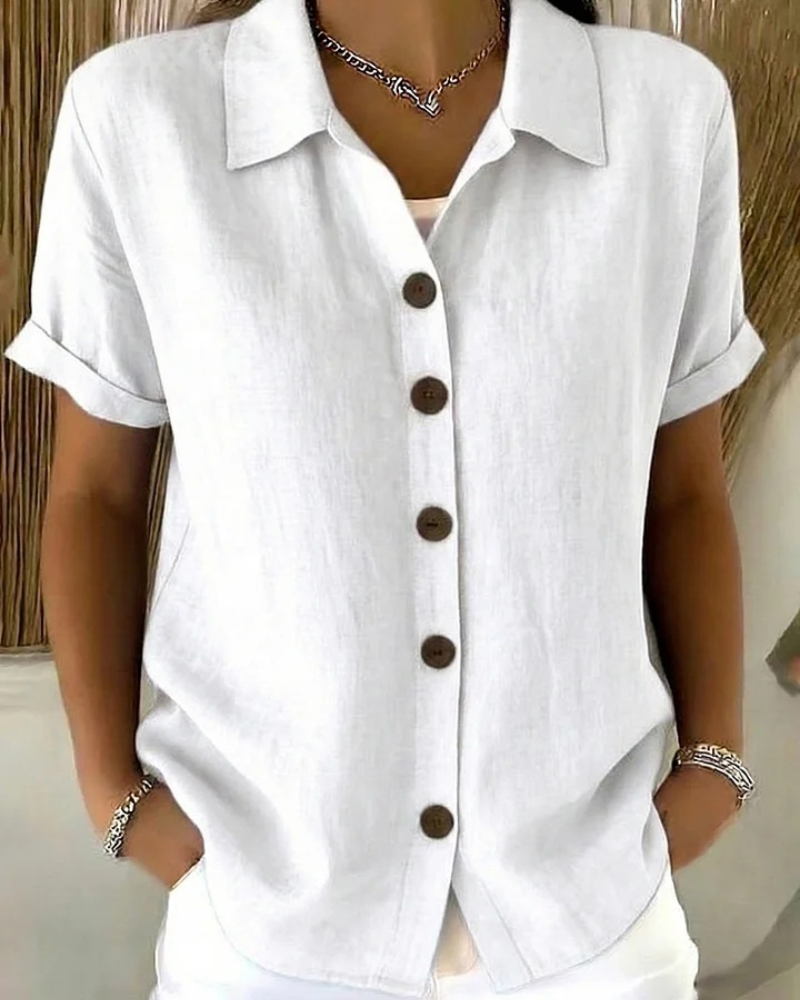 Blouse femme boutonnée à manches courtes en tissu léger
