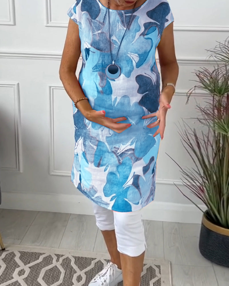 Robe Femme Fluide Imprimée Verte Style Estival Décontracté