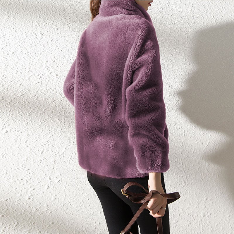 Veste polaire double face matelassée avec col montant – Chaude et confortable