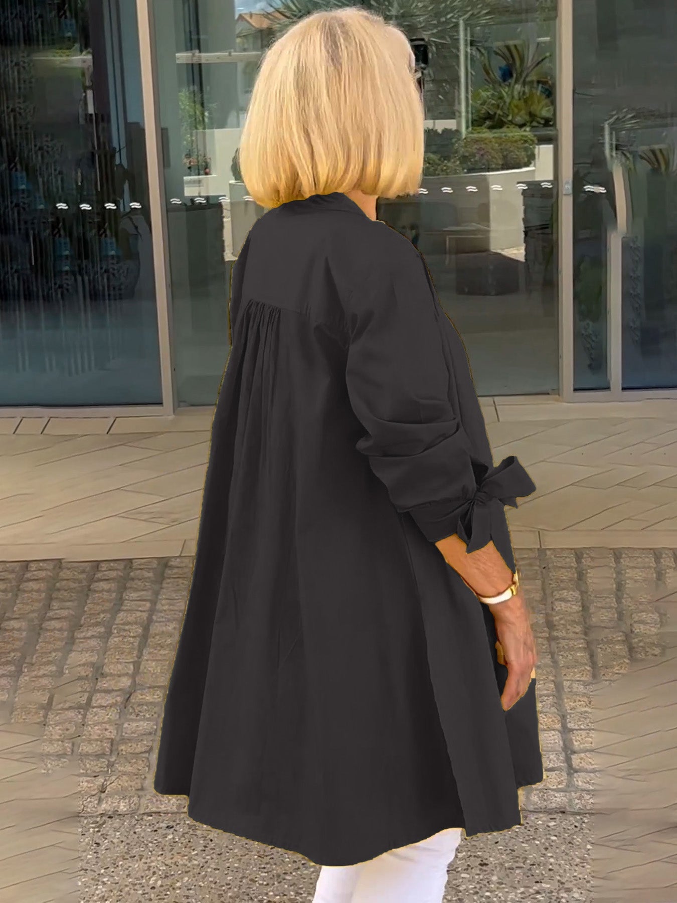 Veste Chemise Longue Femme en Coton Boutonnée Élégante