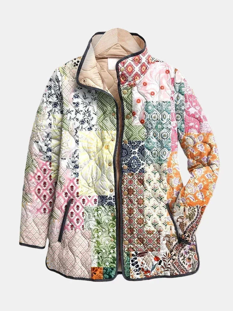 Veste femme matelassée à imprimé floral mi-saison