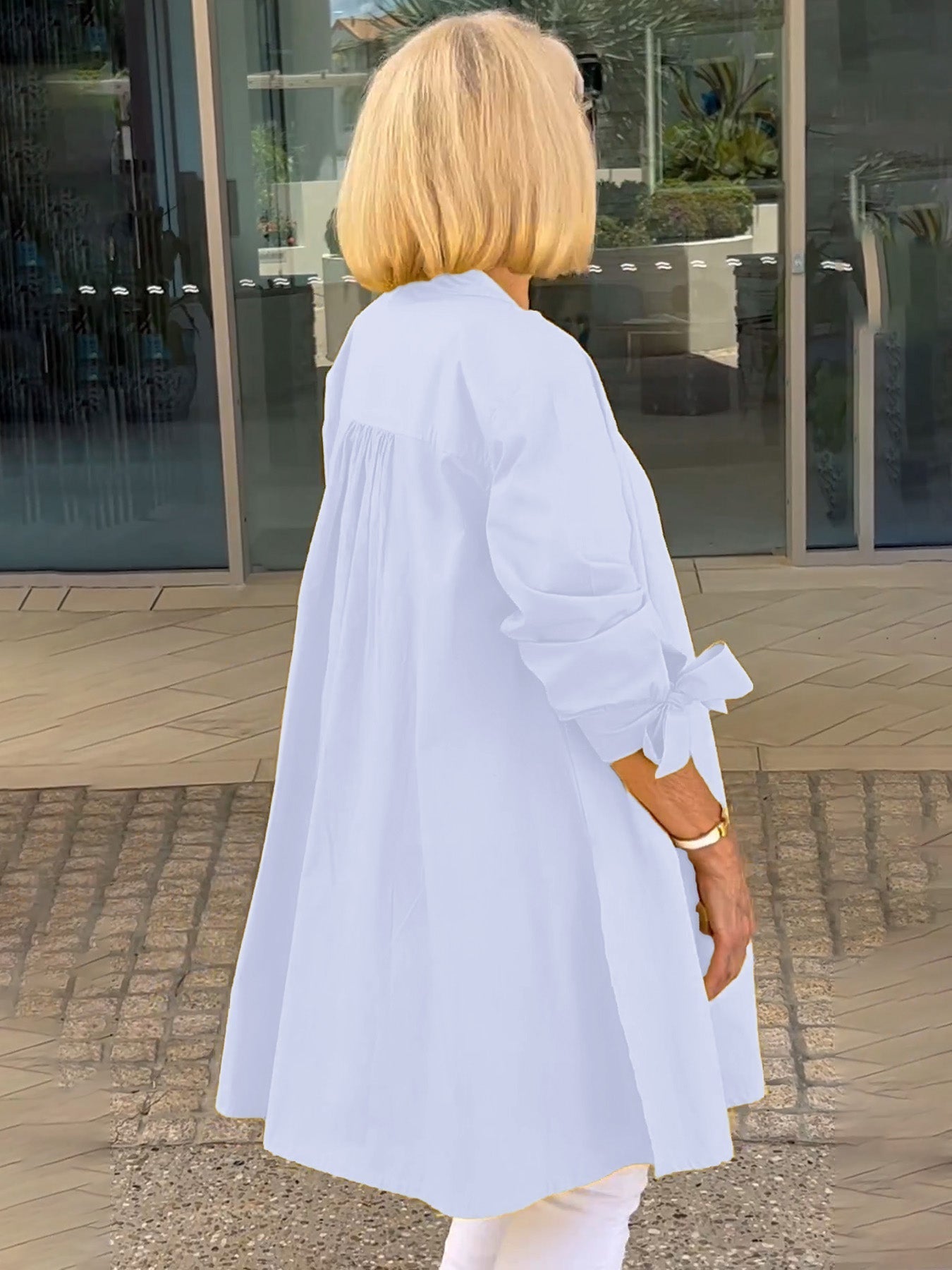 Veste Chemise Longue Femme en Coton Boutonnée Élégante
