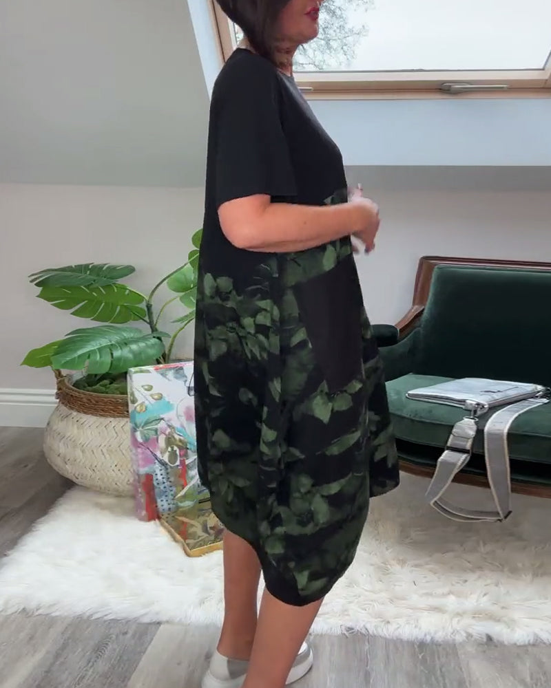 Robe Femme Décontractée Patchwork Floral Coupe Droite Confort
