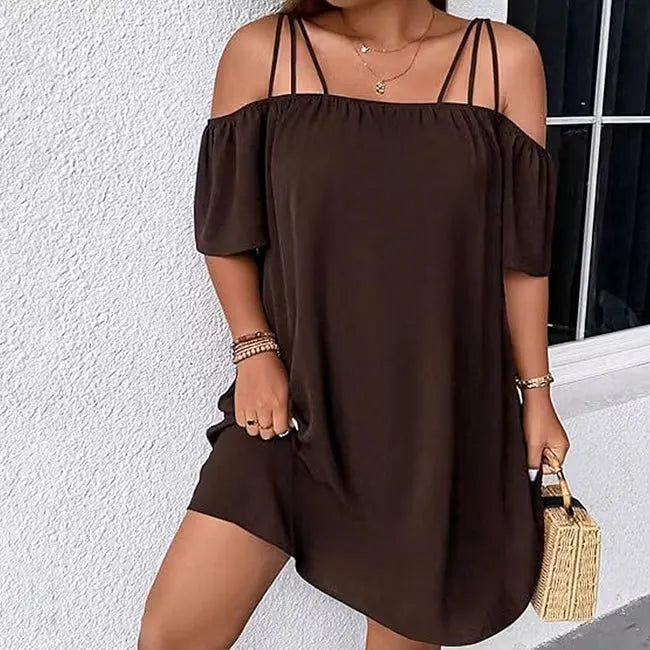 Robe mini femme épaules dénudées à fines bretelles