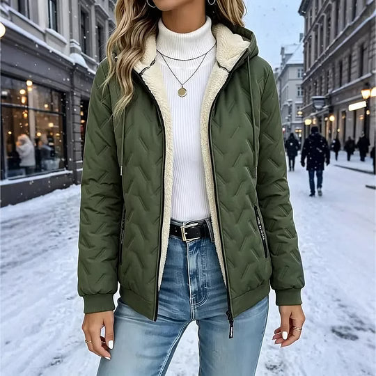 Veste matelassée femme à capuche et doublure polaire