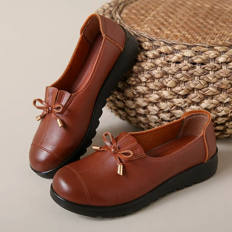 Mocassins femme confortables à nœud et semelle plateforme