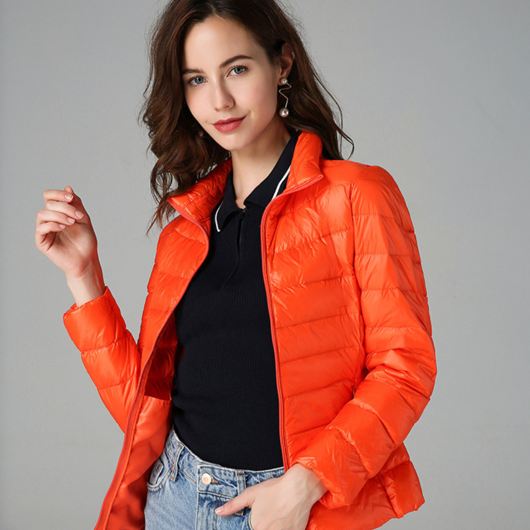 Rhoselle™ - Veste En Duvet Ultralégère Avec Plis Sophistiqués