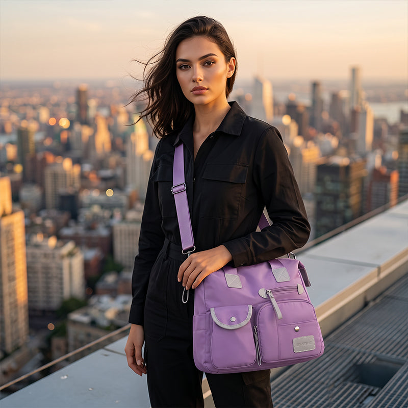 Grand sac tote femme imperméable en nylon avec bandoulière