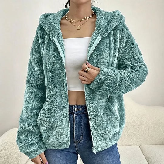 Veste polaire femme à capuche et fermeture zippée