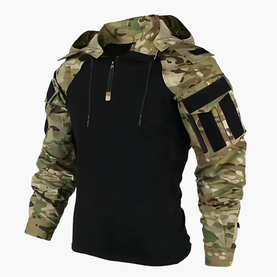 Sweat homme tactique à capuche avec manches camouflage