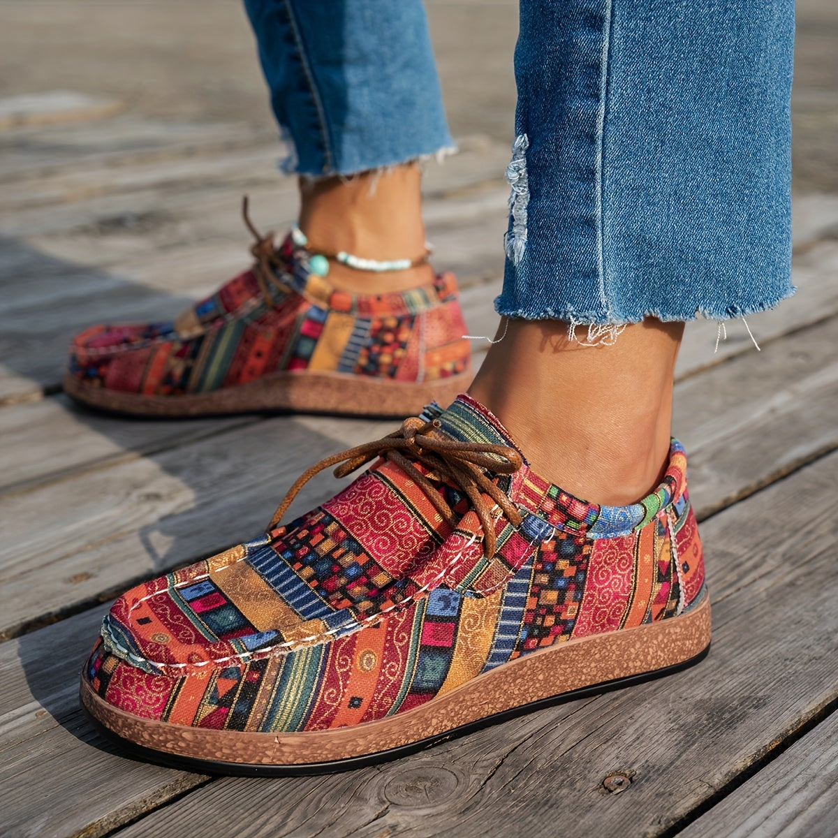 Baskets femme patchwork à lacets pour confort quotidien