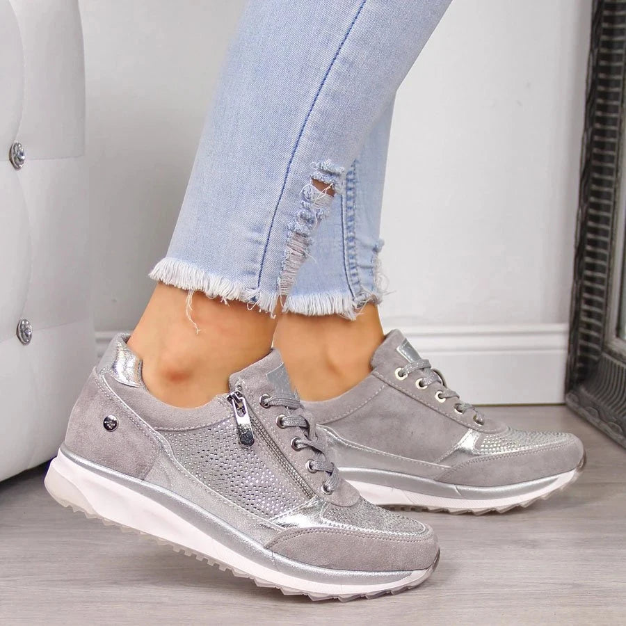 Baskets femme confort avec zip latéral