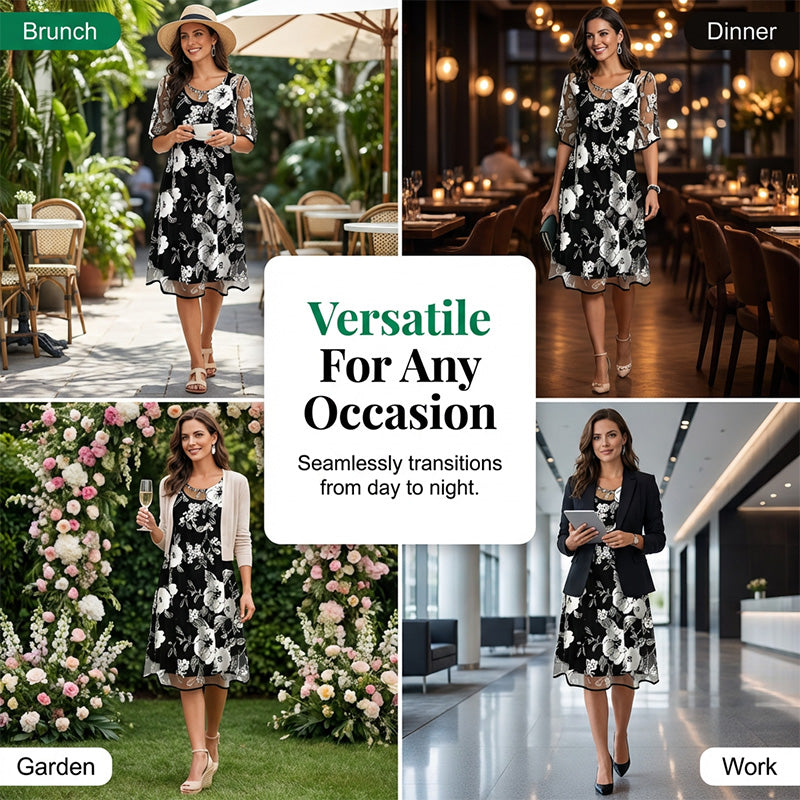 Robe Femme Chiffon Fluide Imprimé Floral Élégante